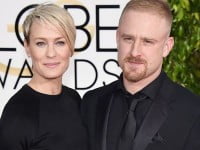 Robin Wright, left, and Ben Foster arrive at the 72nd annual Golden Globe Awards at the Beverly Hilton Hotel on Sunday, Jan. 11, 2015, in Beverly Hills, Calif. (Photo by John Shearer/Invision/AP)
