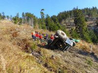 Moarte violentă după o răsturnare cu un utilaj forestier