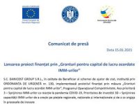 Lansarea proiect finanțat prin „Granturi pentru capital de lucru acordate IMM-urilor”