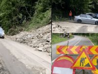 Deşi închis oficial, drumul DN 17B, încă folosit de şoferi care se aventurau prin zona alunecării de teren