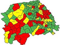 35 de localități din județ, în zona roșie