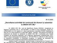 „Dezvoltarea activității de construcții de drumuri și autostrăzi la GREEN SITE SRL”