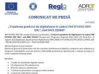 „Cresterea gradului de digitalizare in cadrul DM STUDIO ADV SRL”, cod SMIS 320667