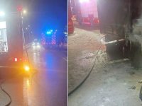 Incendiu la un autotren încărcat cu OSB