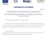 Construire corp școală gimnazială în comuna Berchișești, județul Suceava, Cod SMIS: 349680